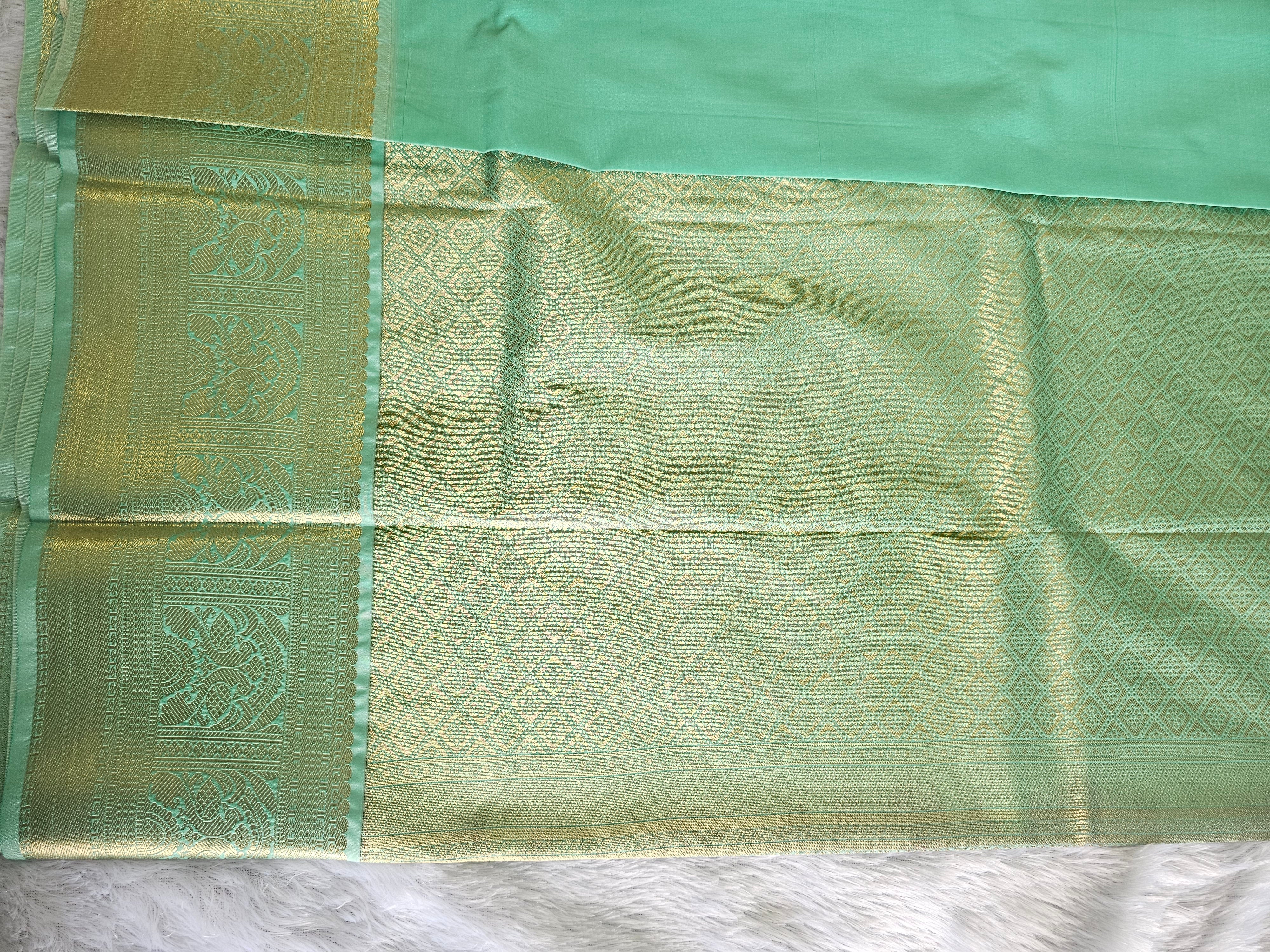Red & Mint Green Zari Saree