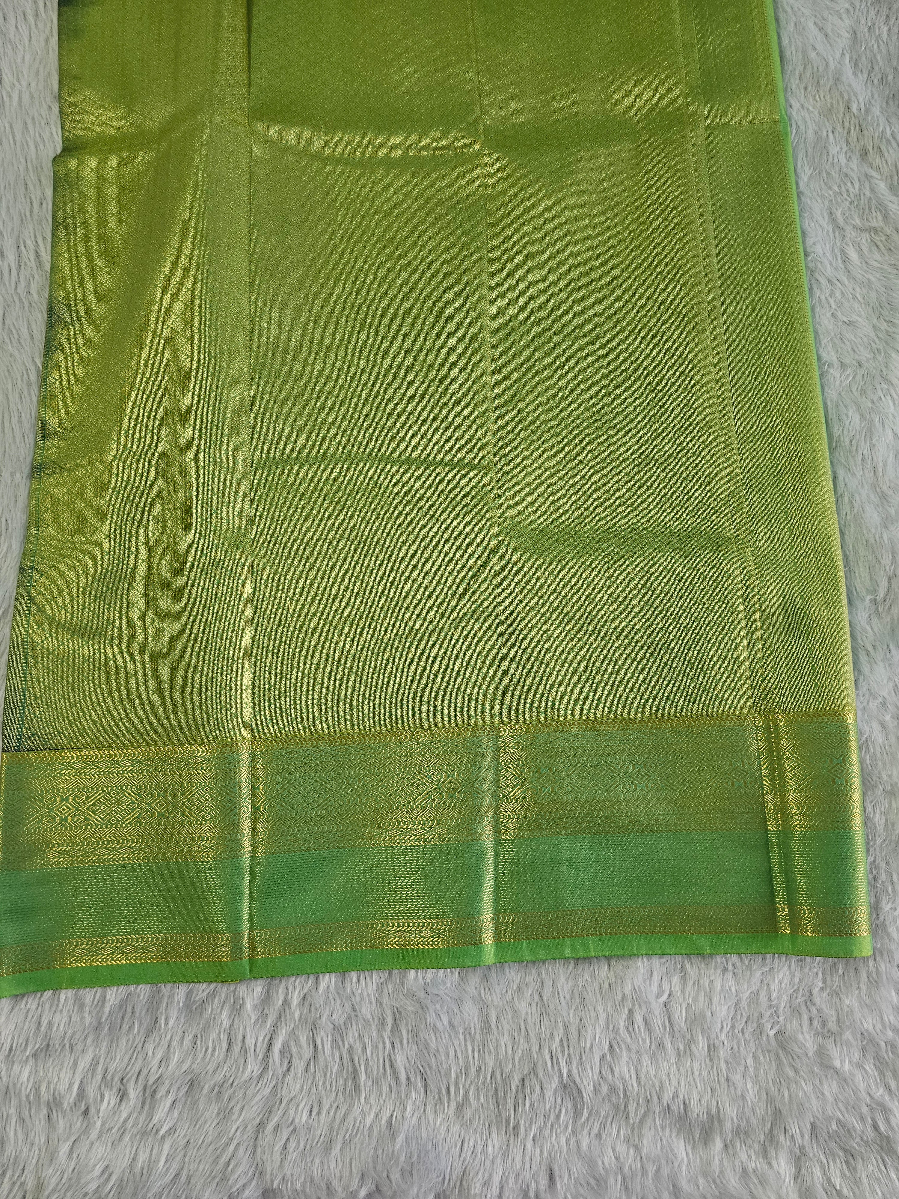 Coffee Brown with Green Zari Border & Gold Butta
