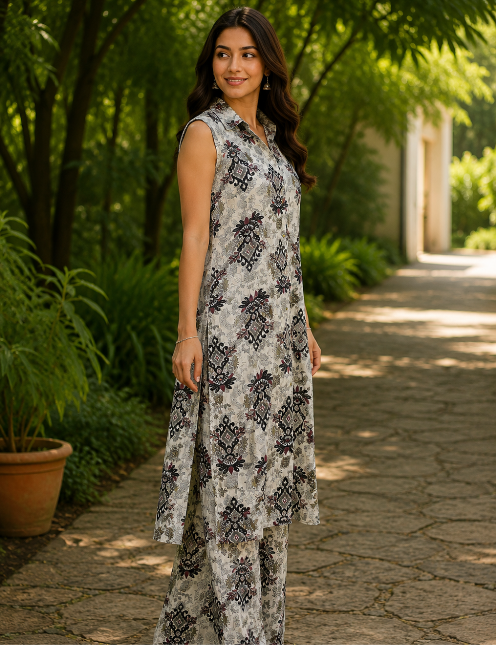 Floral Printed Co-Ord Set with Attachable Sleeves