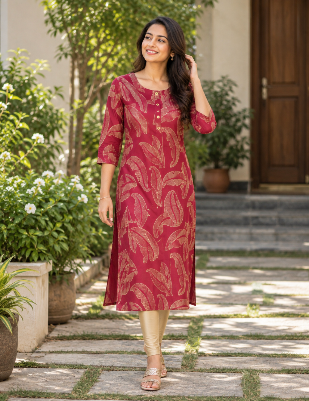 Elegant Printed Straight-Cut Kurthi
