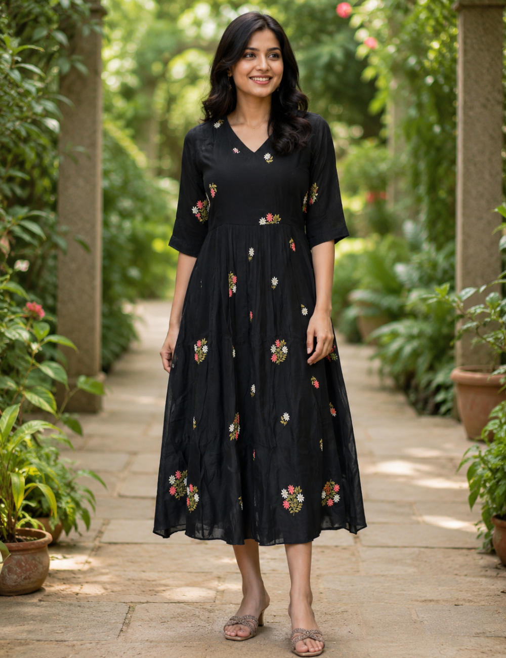 Floral Embroidered Anarkali Kurti