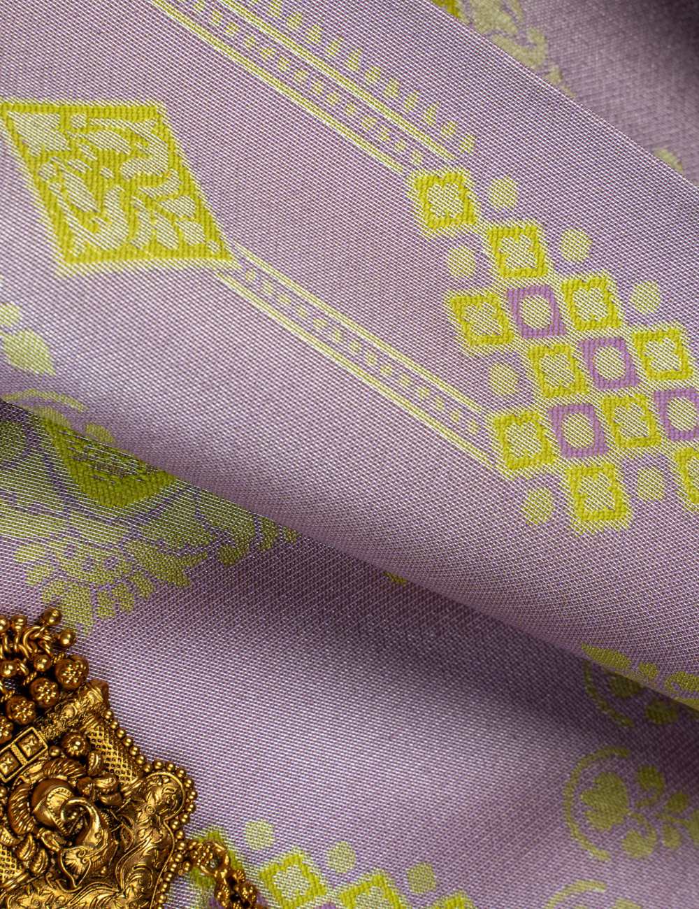 Lavender & Lime Green Woven Designer Saree with Rich Contrast Border