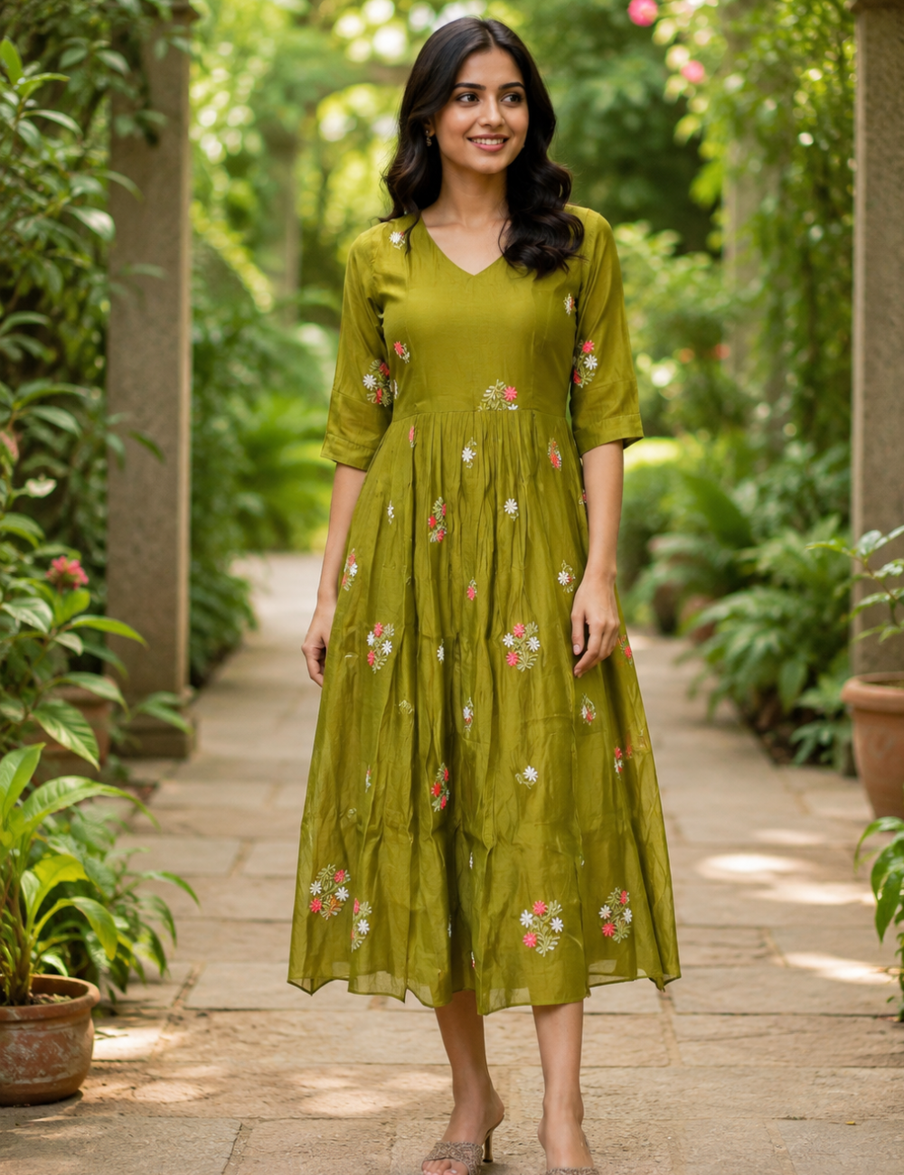 Floral Embroidered Anarkali Kurti