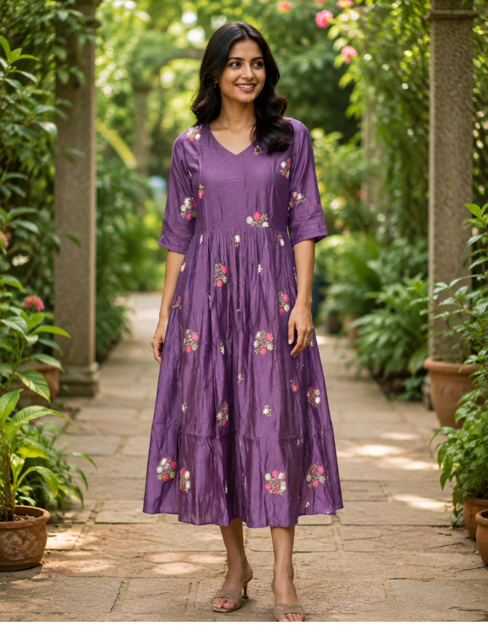 Floral Embroidered Anarkali Kurti
