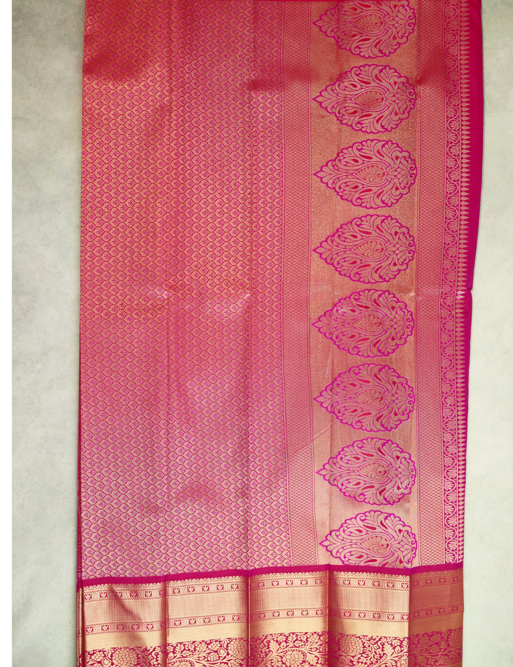 Elegant Pink Silk Saree with Rich Gold Zari Border & Pallu