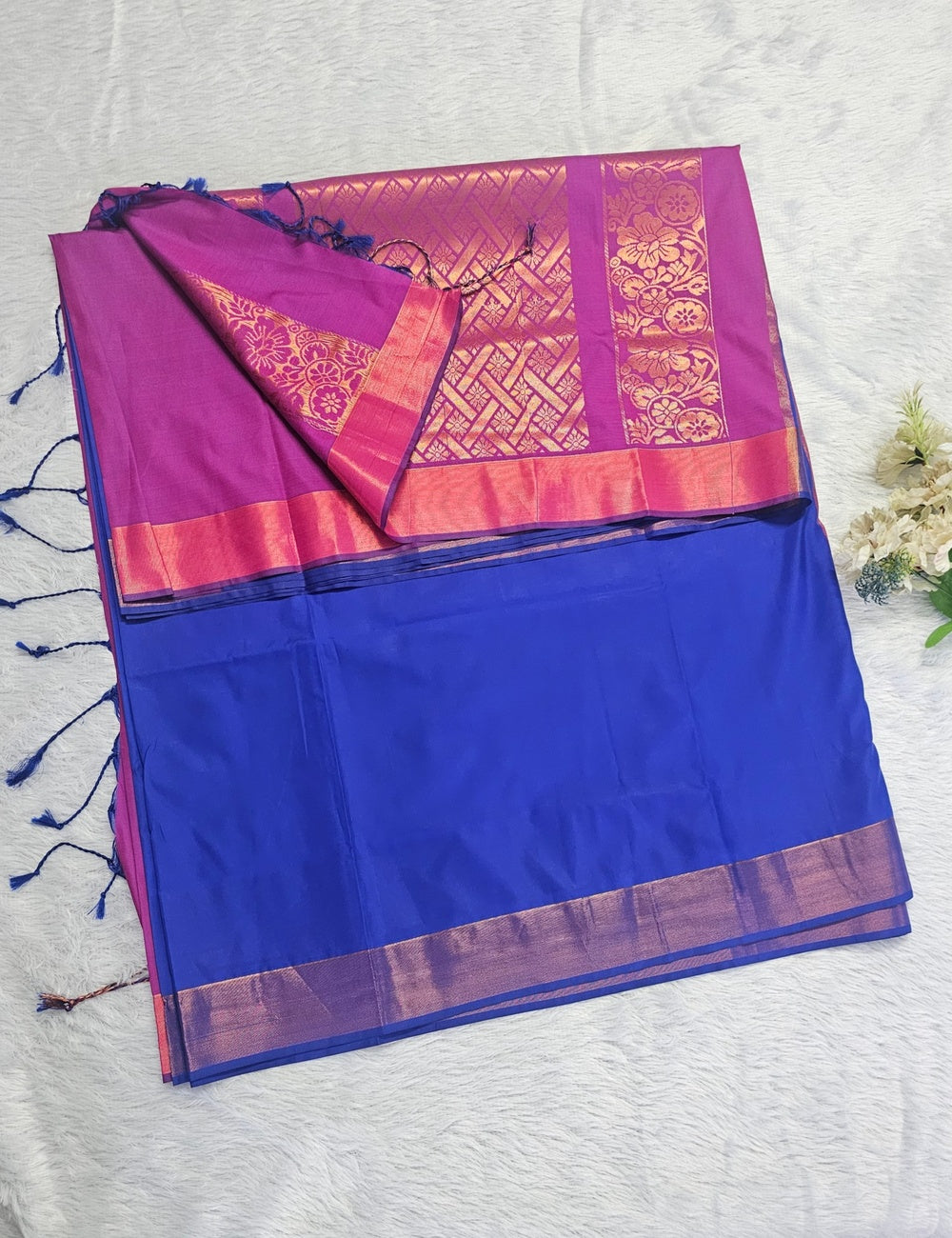 Royal Blue & Pink Traditional Soft Silk Saree