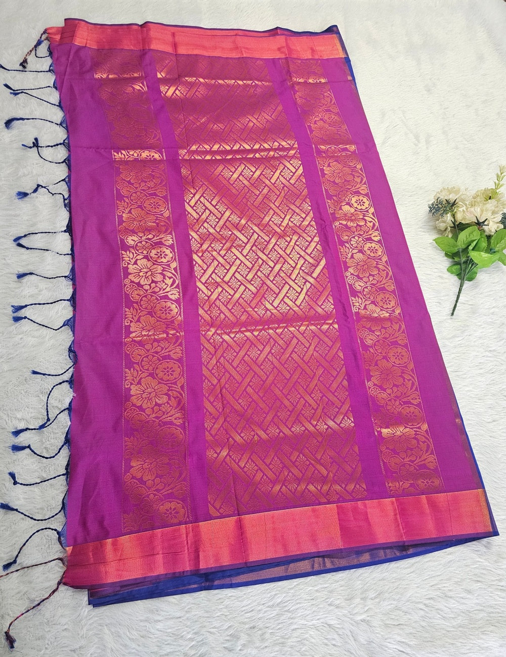 Royal Blue & Pink Traditional Soft Silk Saree